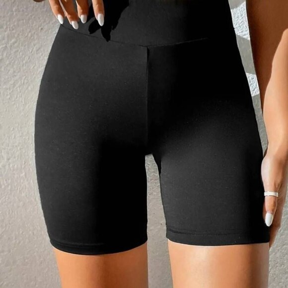Black High-Waisted Biker Shorts - Comfortable & Stylish Activewear - S, M, L, XL - Picture 4 of 4